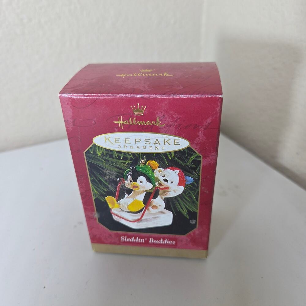 Hallmark Keepsake Vintage 1999 Sleddin' Buddies Ornament Penguin Polar Bear